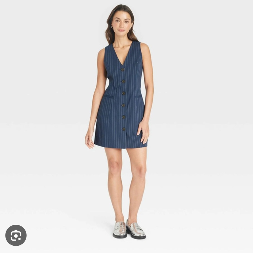 A New Day Navy Pinstripe Dress